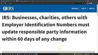 Businesses, charities, others with EIN must update responsible party information