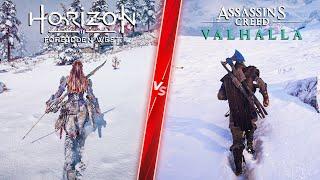 Horizon Forbidden West vs Assassin's Creed Valhalla - Direct Graphics and Details Comparison! 4K