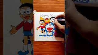 Doraemon drawing with doms brush pen #shorts