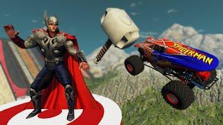 HUGE HAMMER OF THOR! Beamng drive. Crazy Cars Jumps and Crashes. Dr Gosha.