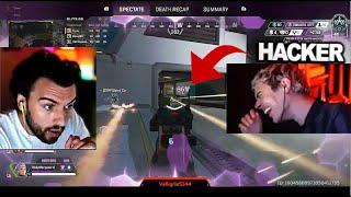 TSM ImperialHal watches Snip3down vs Hacker while spectating this hacker in Apex Legends