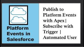 Platform Event in Salesforce: Publish Platform event with Apex|Subscribe with Trigger|Automated User