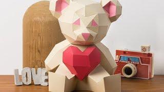 Valentine's Teddy Bear Paper Sculpture | 3D SVG | SVG FILES | Free SVG Files