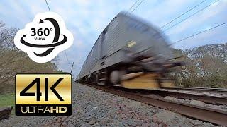 Trains running by 360° camera (4K)