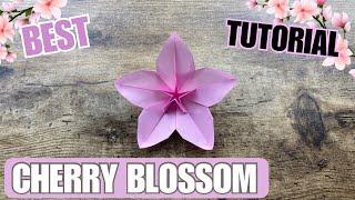 ORIGAMI CHERRY BLOSSOM FLOWER TUTORIAL - CRAFTING SPRING MAGIC PAPER FLOWER ART | DIY CHERRY BLOSSOM