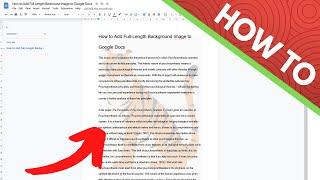 How to Add Full Length Background Image to Google Docs - User Watermark Feature