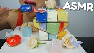 RAINBOW Tower Cube Mini Mousse Cake *No Talking Relaxing Soft Eating Sounds | N.E Let's Eat