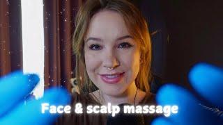 Personal Attention ASMR | Firm face massage & scalp massage (with oil & nitrile gloves)