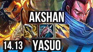 AKSHAN vs YASUO (MID) | 9/2/11, 1300+ games, Godlike | EUW Master | 14.13