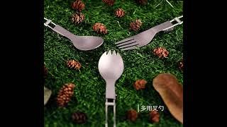 Cutlery Titanium Naturehike NH19C001-J Sendok Lipat Garpu Spork Pisau Sumpit Chopstick