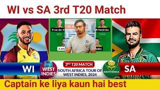 WI vs SA Prediction|WI vs SA Team|Westindies vs South Africa 3rd T20 Match