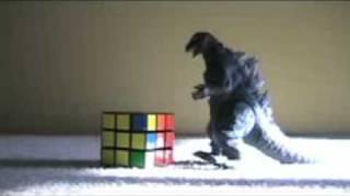 Godzilla tries the Rubik's Cube.