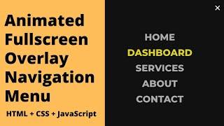 How to Create Full Screen Overlay Navigation Menu using HTML, CSS & JavaScript