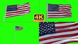 USA flag green screen 4k