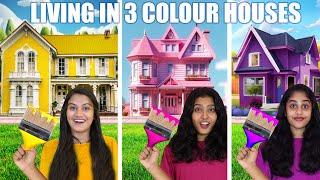 LIVING IN 3 COLOUR HOUSES FOR 24 HOURS CHALLENGE  | PULLOTHI