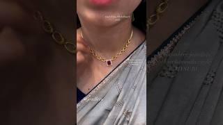 Simple & Elegant Gold Light Weight Ruby Necklace with Earrings set 9 gms only️#saishwethavlogs