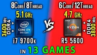 i7 9700K OC vs Ryzen 5 5600 OC Test in 13 Games | R5 5600x vs i7 9700K