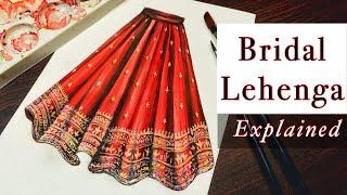 Bridal Lehenga Illustration | Easy Approach | Art studio by Srabani