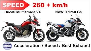 DUCATI Multistrada V4S vs BMW R 1250GS / Acceleration, Top Speed 260+ km/h, Ride and Exhaust Sound