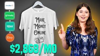 Simple "text T-Shirt" Make $2,868 per Month, (step-By-Step) Full Print On-Demand Tutorial