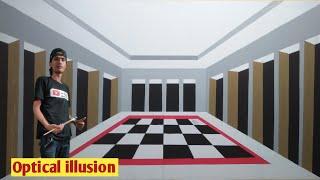 OPTICAL ILLUSION 3D WALL PAINTING | MURAL DINDING 3D | 3D WALL DECORATION EFFECT