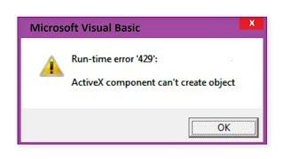 How To Fix Run Time Error - 429 || ActiveX Component Can't Create Object Error