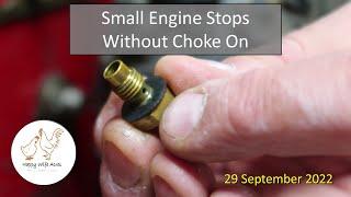 Small Engine Stops Without Choke On