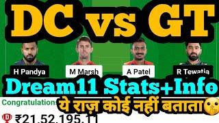 DC vs GT Dream11 Prediction|DC vs GT Dream11 Team|DC vs GT Dream11|