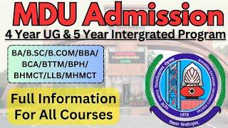 MDU ADMISSON 2024 UG/PG ll Full Information for all Courses #mdu #mdulatestupdate #mduadmission2024