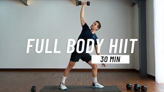 30 MIN FULL BODY DUMBBELL HIIT Workout - No Repeat, No Jumping, Strength Training At Home