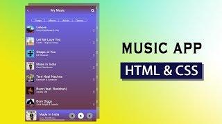 How To Create Music App Design In HTML And CSS | Music Track List Page Design