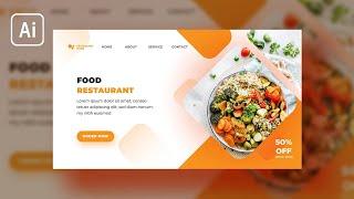 Landing Page Design | Food Restaurant | Adobe Illustrator Tutorial