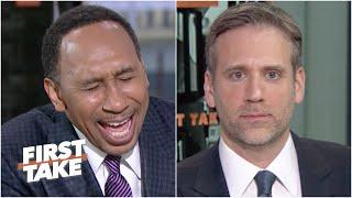 Stephen A. bursts into laughter after Max picks the Giants to win the NFC East | First Take