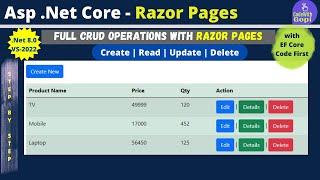 Full CRUD Operations .Net Core Razor Pages CRUD - .NET 8.0 Razor Pages using Entity Framework Core