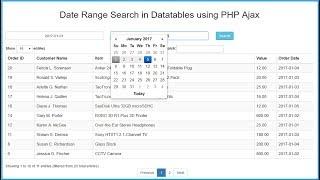 Date Range Search in Datatables using PHP Ajax