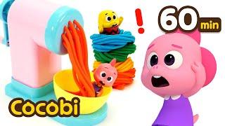 Let's Play with Rainbow Play-Doh Noodles! Color Videos For Kids | Compilation | Cocobi