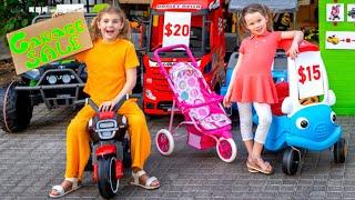 Vania Mania Kids Teach How to Sell Old Cars at Garage Sale to Buy a New Bike