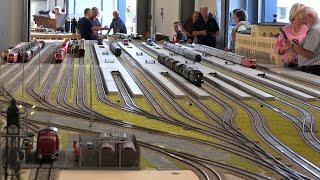 Huge gauge 1 module driving meeting - 30 m long train station - 1:32 model railway fun in Munich