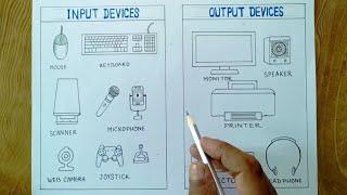 Input and Output Device of computer drawing/How to draw input and output device easily.