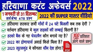 Jan to Dec 2022 Haryana Current Affairs | 2022 Haryana Current Affairs Complete | Haryana gk | Hr Gk