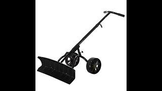 Extra Wide 36 in. Snow Shovel Plow Pusher Remover with Large Rugged Wheels, Heavy Duty, Black