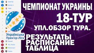 Чемпионат Украины.УПЛ.ОБЗОР 18-тура.Результат,Расписание,Таблица.