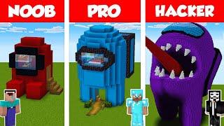 Minecraft NOOB vs PRO vs HACKER: AMONG US HOUSE BUILD CHALLENGE in Minecraft / Animation