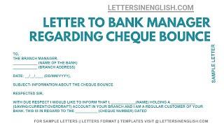 Letter to Bank Manager Regarding Check Bounce - Letter to Bank Manager for Cheque Bounce