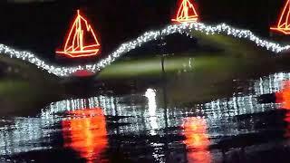 Reflections of the  Christmas lights on Looe Bridge Cornwall 2023.