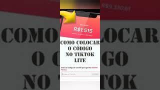 Como colocar  o código  no tiktok lite #shorts #rendaextra