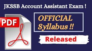 Official Syllabus for Account Assistant exam - jkssb panchayat accounts assistant job syllabus.