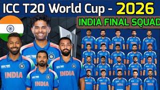 T20 World Cup 2026 India Squad | Indian Team for T20 World Cup 2026 | ICC T20 WC India Squad 2026