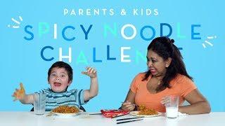 Parents & Kids Try the Spicy Noodle Challenge | Kids Try | HiHo Kids