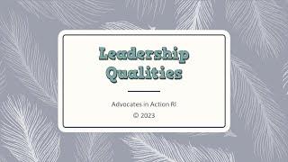 Leadership Qualities from Advocates in Action RI